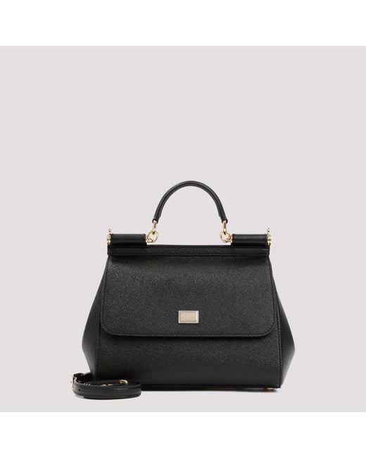 Dolce & Gabbana Black Saffiano Leather Sicily Mini Handbag