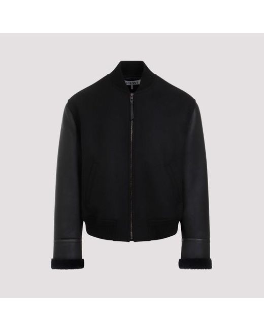 Loewe Black Wool Bomber Jacket for men