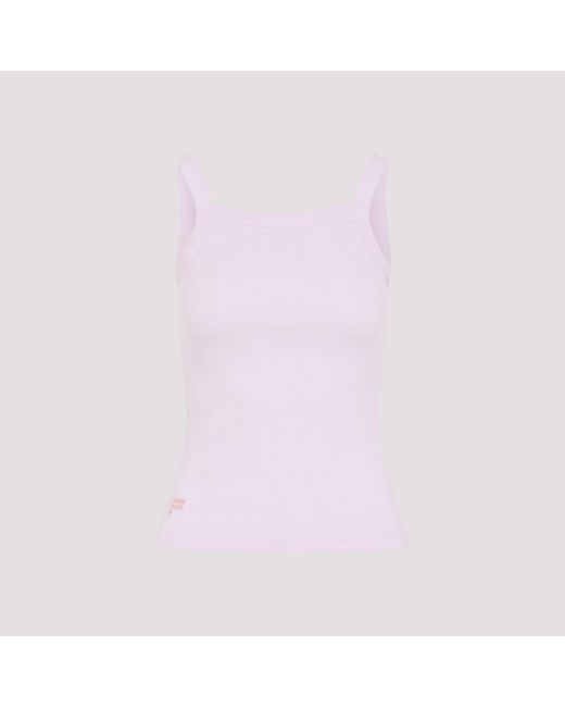 PANGAIA Pink Ribbed Square Neck Tank Top