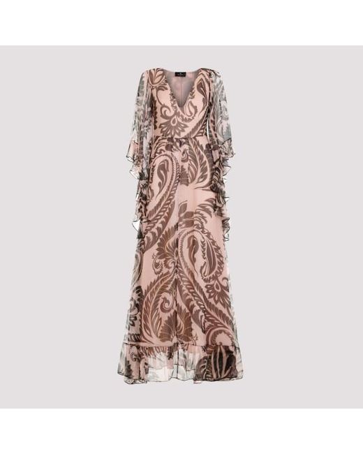 Etro Pink Silk Long Dress