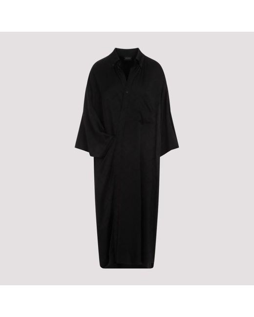 Balenciaga Black Short Sleeves Wrap Dress