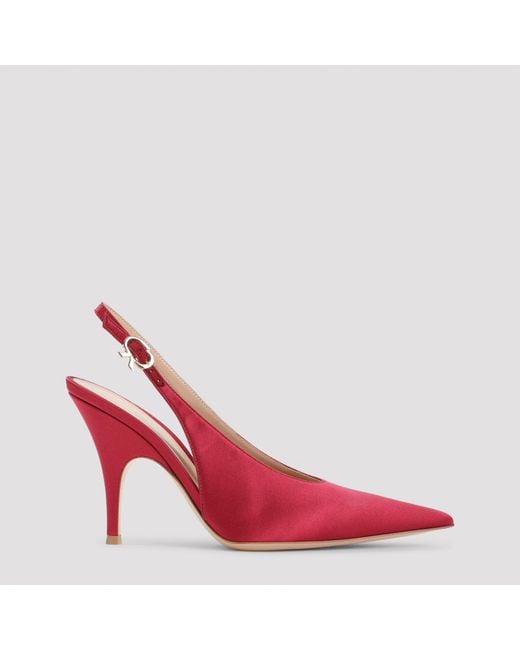 Gianvito Rossi Red Sofia Sling Crepe Satin Pumps