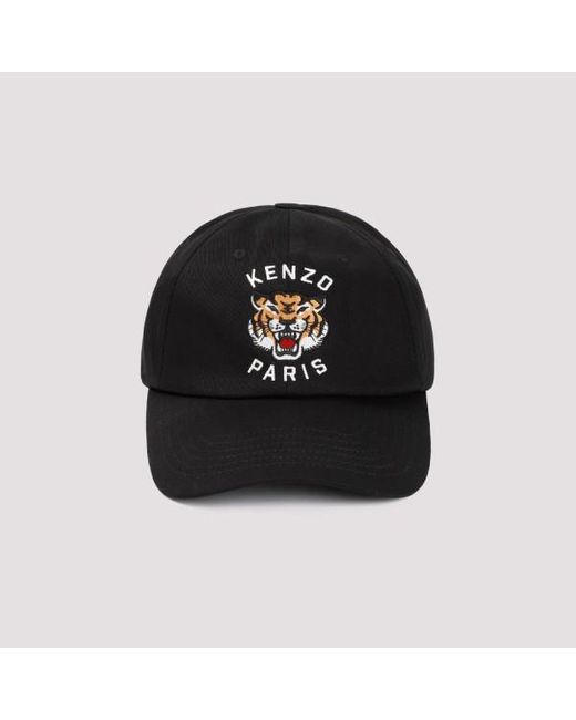 KENZO Black Cotton Baseball Hat for men