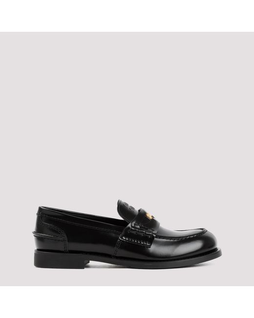 Miu Miu Black Leather Loafers