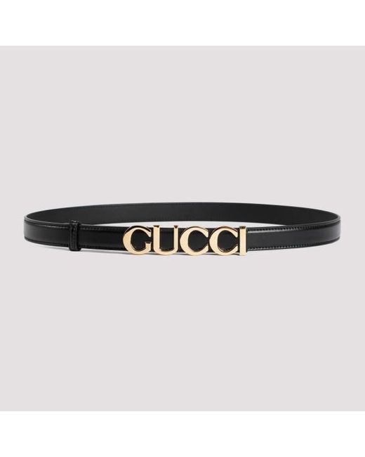 Gucci Black Belt 2 Logo