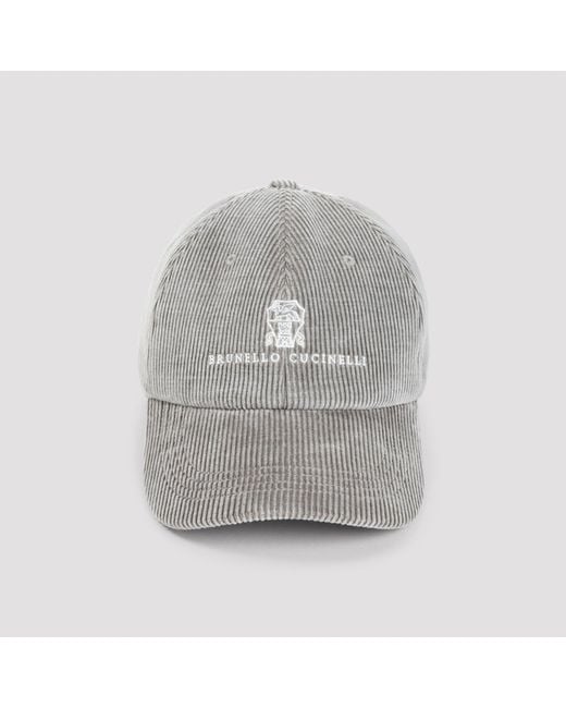 Brunello Cucinelli Gray Cotton & Cashmere Blend Cap for men