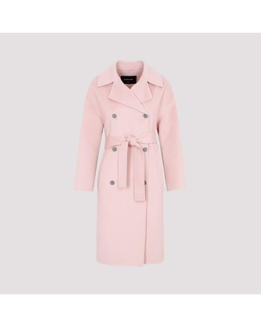 Fabiana Filippi Pink Wool And Cashmere Trench Coat