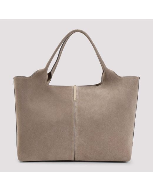 Tod's Brown Light Clay Suede Leather Ebr Shopping Bag