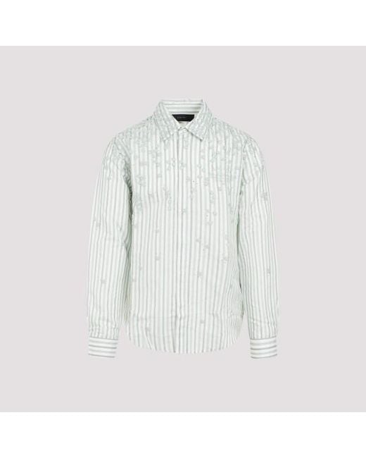 Amiri White Green Floral Stripe Shirt for men