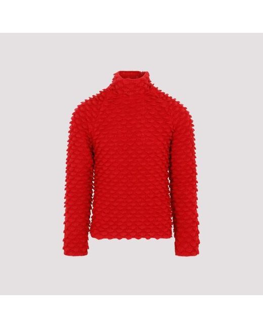 Bottega Veneta Red Fish Scale Sweater for men