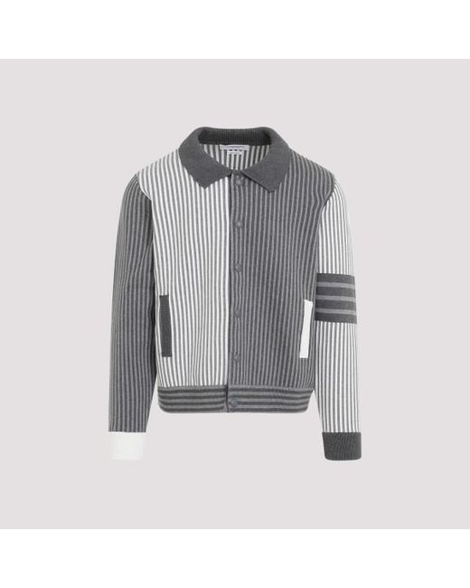 Thom Browne Gray Polo Collar Bomber Jacket for men