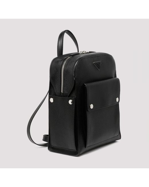 prada black leather backpack