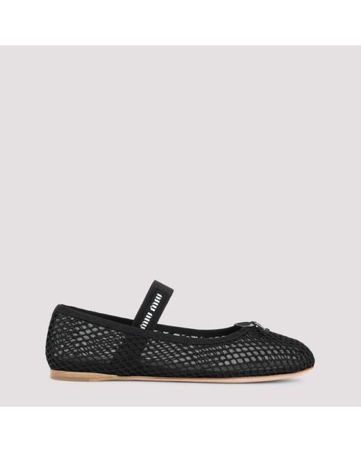 Miu Miu Black Mesh Ballerinas