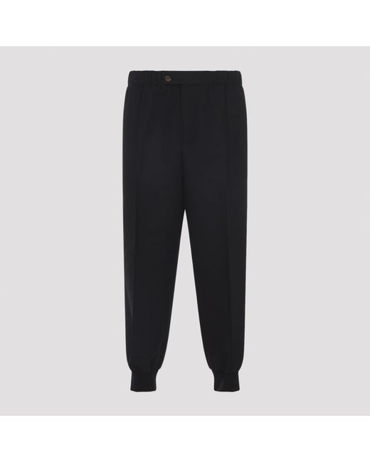Lanvin Black Virgin Wool Track Pants for men