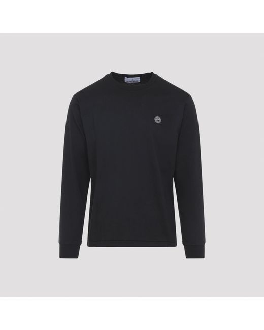 Stone Island Black Ls Cotton T-Shirt for men