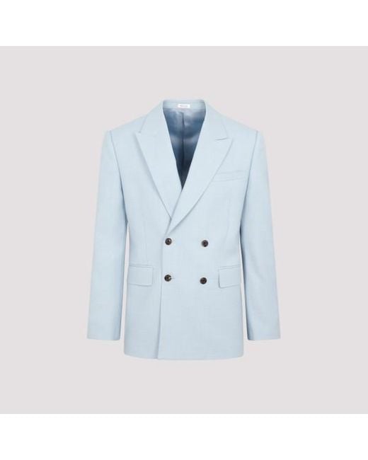 Alexander McQueen Blue Neat Shoulder Jacket for men