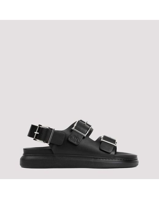 Alexander McQueen Black Hybrid Double Buckle Sandals for men