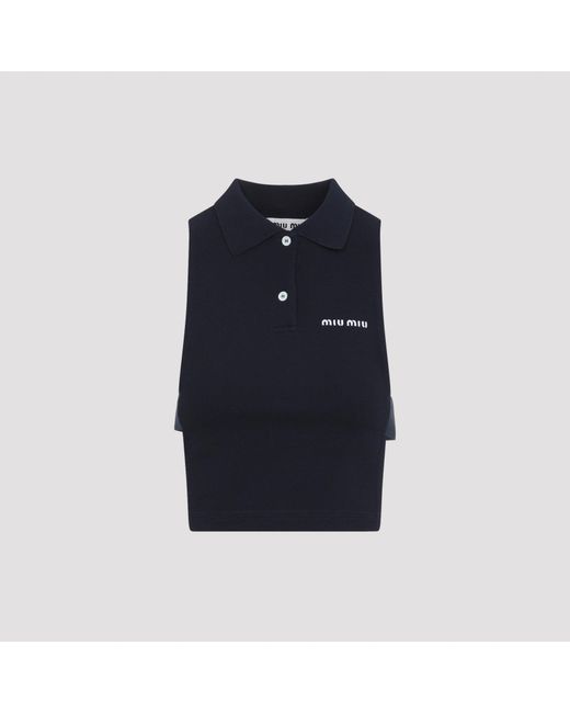 Miu Miu Blue Cotton Polo