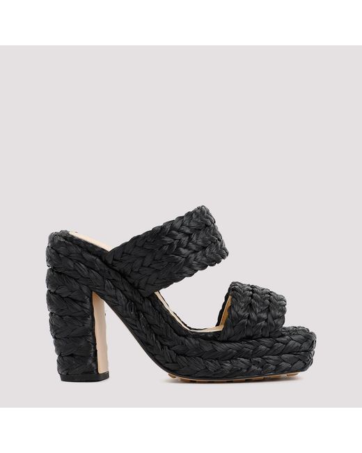 Bottega Veneta Black Canalazzo Raffia Mules