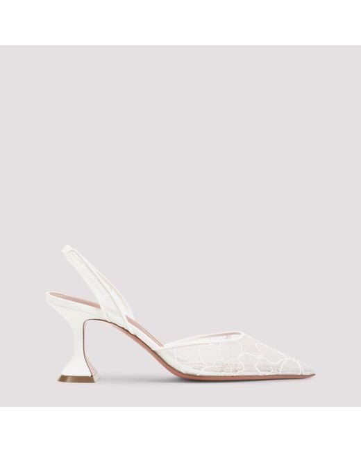 AMINA MUADDI Natural Holli Lace 70 Sling Mules