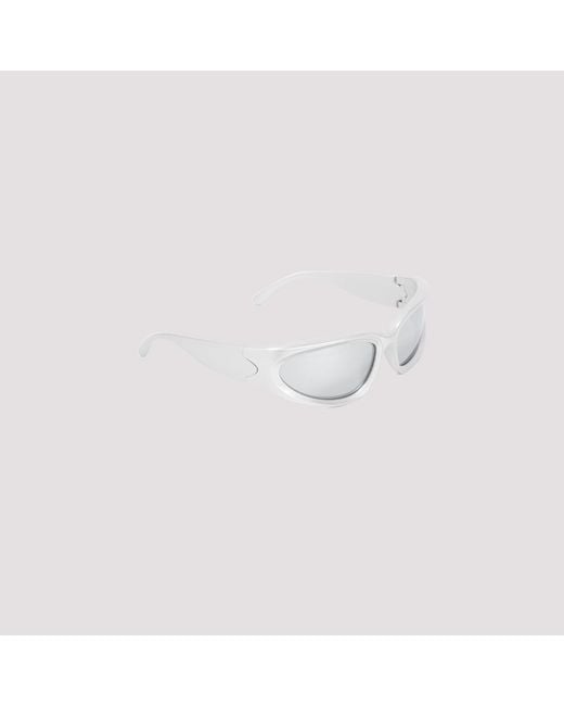 Balenciaga White Swift Oval Mini Sunglasses