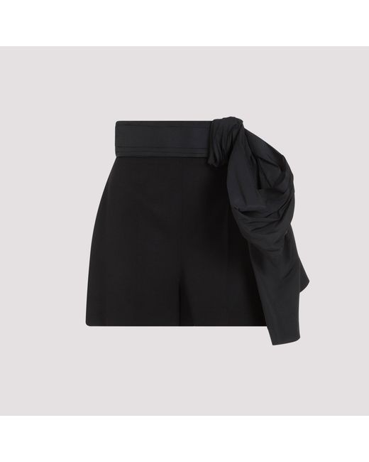 McQueen Black Luxury High-Rise Bow Detail Cupro Shorts