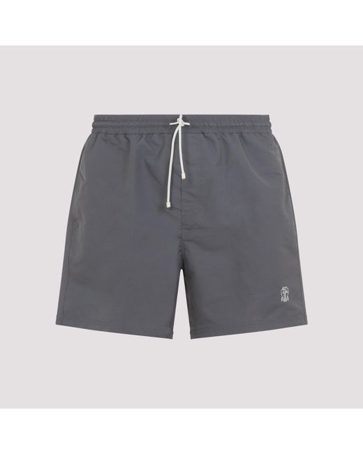 Brunello Cucinelli Gray Polyester Swim Shorts