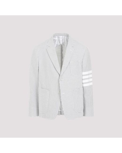 Thom Browne White Seersucker Jacket for men