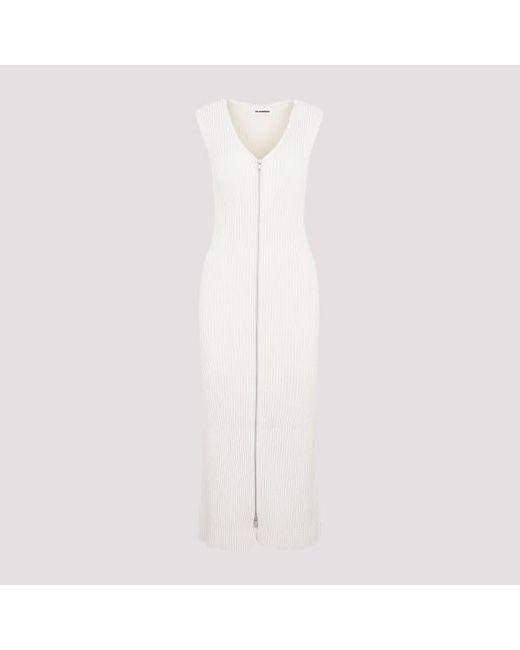Jil Sander Natural White Cotton Dress