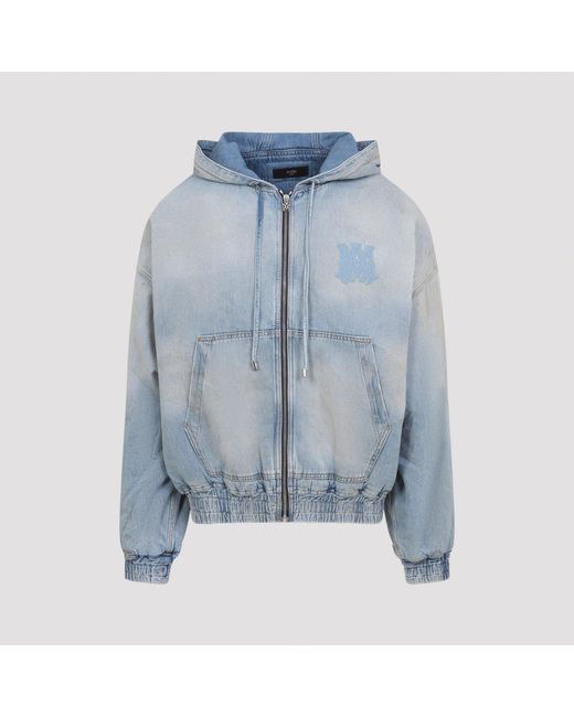 Amiri Blue Ma Denim Zip Hoodie for men