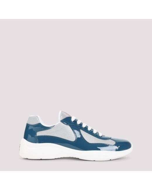 Prada Blue Calf Leather Sneakers for men