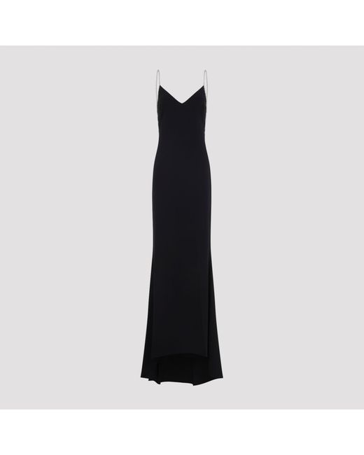 Tom Ford Black Crystal Chain Embroidery Satin Dress