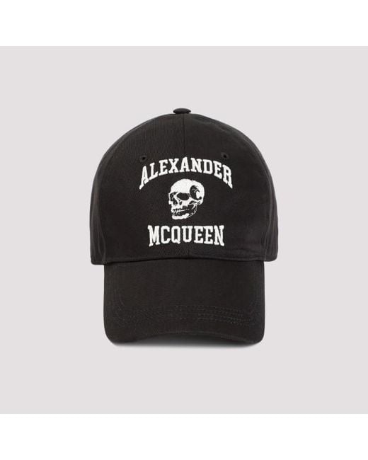 Alexander McQueen Black Alexander Cqueen Varsity Skull Logo Hat for men