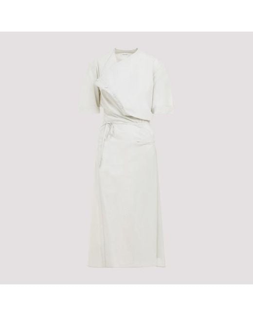 Lemaire White Short Sleeves Wrap Dress