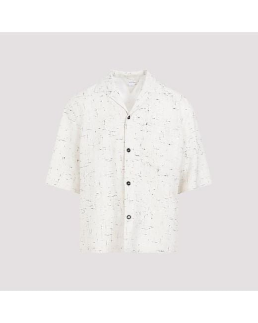 Bottega Veneta Dove White Light Criss Cross Shirt for men