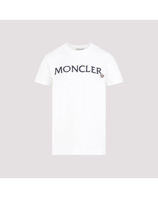 Moncler White Cotton Logo T-hirt