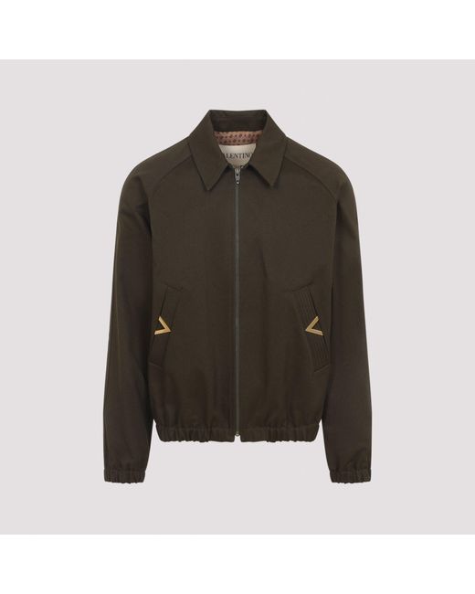 Valentino Green Cotton Jacket With Vgold Details for men