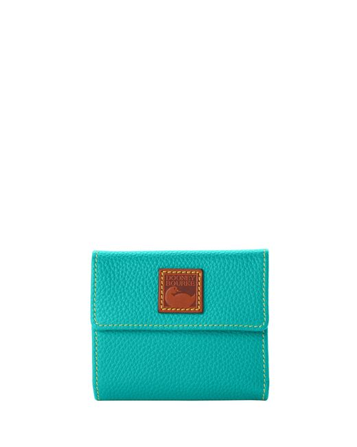 Dooney & Bourke Leather Pebble Grain Small Flap Wallet in Blue | Lyst