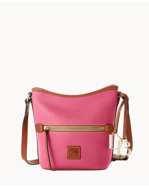 Dooney & Bourke Leather Pebble Grain Small Zip Sac in Hot Pink (Pink