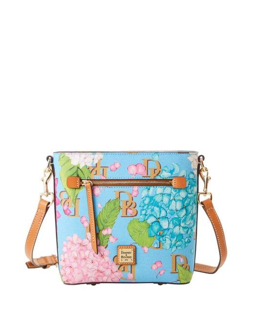 Dooney & Bourke Cotton Hydrangea Monogram Small Zip Crossbody in Blue