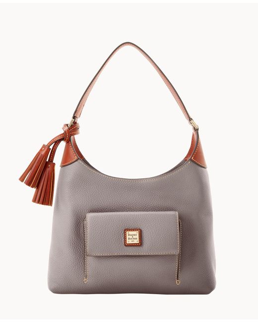 Dooney & Bourke Leather Pebble Grain Small Hobo in Taupe (Gray) | Lyst