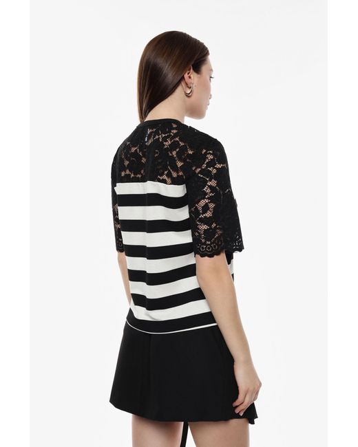 Maglietta A Righe Con Pizzo di Imperial in Black