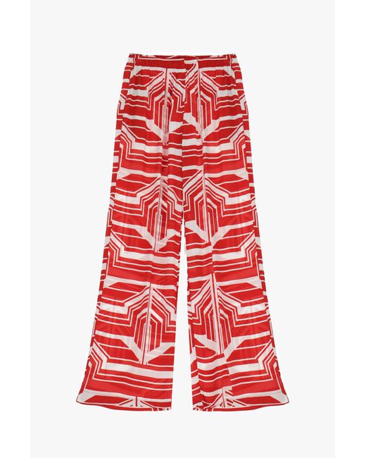 Pantaloni Straight Fantasia Geometrica Con Tasche Verticali di Imperial in Red