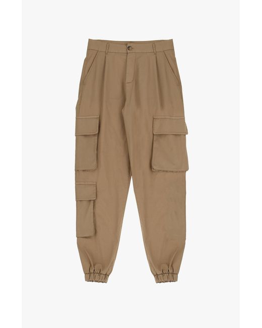 Pantaloni Cargo Monocolour Con Tasche Verticali E Pinces di Imperial in Natural da Uomo