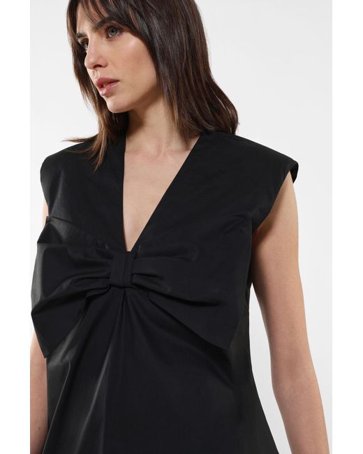 Mini-robe pur coton à nœud fantaisie Imperial en coloris Black