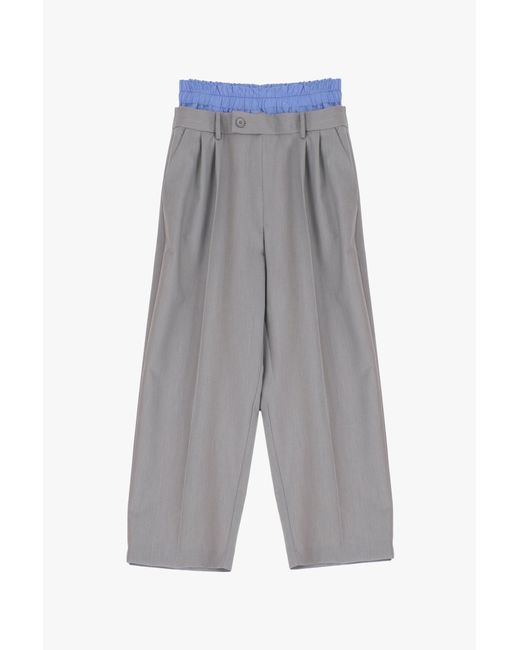 Pantaloni Culotte Con Orlo Superiore A Contrasto E Pinces di Imperial in Gray