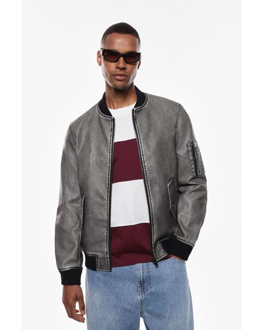 Chaqueta Bomber De Cuero Sintético Con Cremallera Imperial de hombre de color Blue