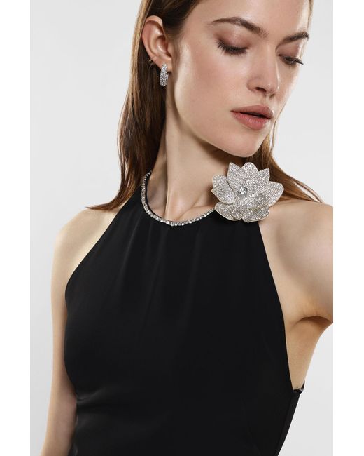 Mini-robe à strass et fleur Imperial en coloris Black