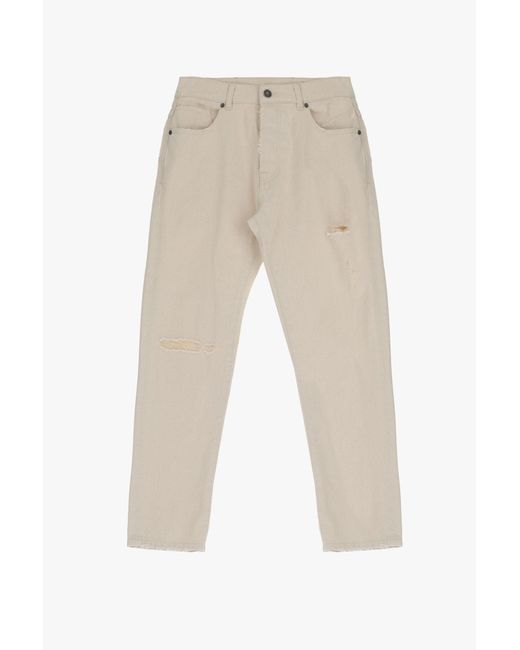 Pantalon slim pur coton uni à finitions usées Imperial pour homme en coloris Natural