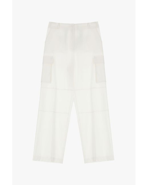 Pantaloni Cargo Con Piega Stirata E Cuciture Dettaglio di Imperial in White